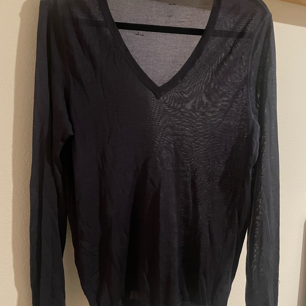 Gucci Sheer V-Neck Long Sleeve Top - Dark navy